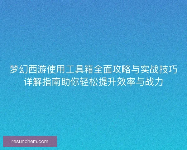 梦幻西游使用工具箱全面攻略与实战技巧详解指南助你轻松提升效率与战力